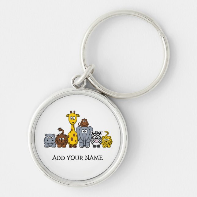 CUTE JUNGLE ANIMALS ADD YOUR TEXT KEYCHAIN (Front)