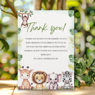 Cute Jungle Animals Baby Shower Boy Thank You Card