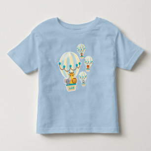 Cute Jungle Animals Flying in Hot Air Balloons Toddler T-shirt