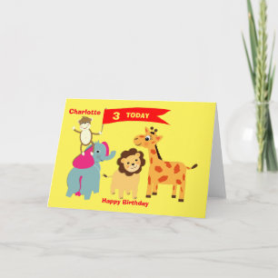 Cute Jungle Animals Happy Birthday Personalized Card