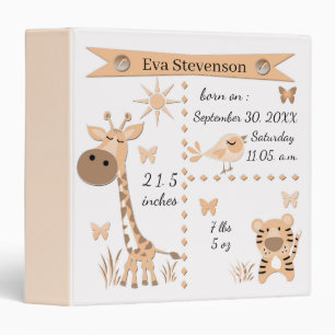 Cute jungle animals in a delicate coral colour binder