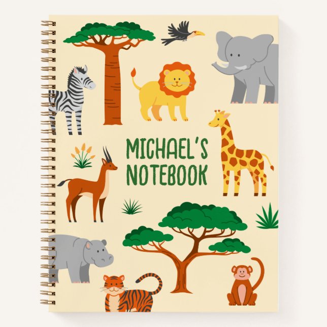Cute jungle animals kids notebook (Front)