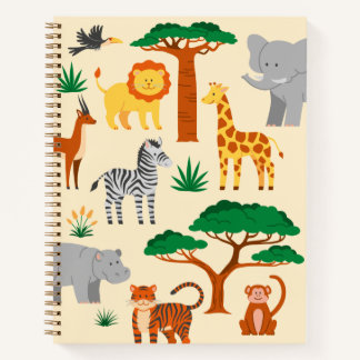 Cute jungle animals kids notebook