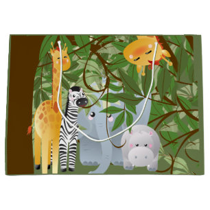 Cute Jungle Animals Large Gift Bag