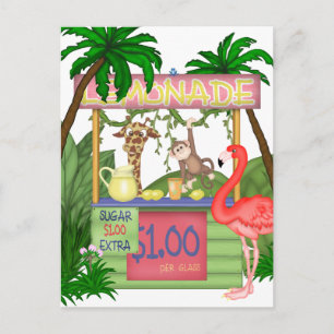 Cute Jungle Animals Lemonade Stand Postcard