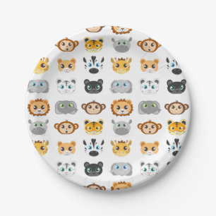 Cute Jungle Animals Pattern Paper Plate