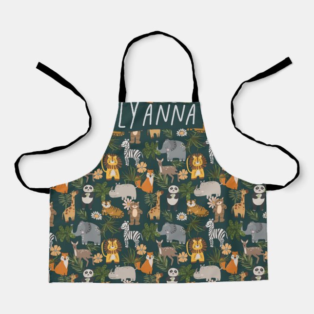 Cute Jungle Animals Print  Apron (Front)