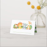 Cute Jungle Animals Safari 1st Birthday Greenery  Place Card<br><div class="desc">Co-ordinate your child's next birthday party with these cute jungle animals themed place cards. Featuring a friendly lion, a baby elephant, a cute giraffe and a cheeky monkey. Personalize them today with your the birthday child's name and age! Great for any age, boys and girls! Matching items to complete your...</div>