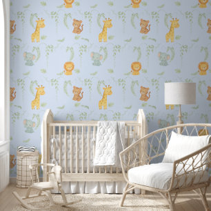 Cute Jungle Animals Safari Baby Room Wallpaper