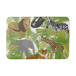 Cute Jungle Animals Safari Boy Girl Bath Mat