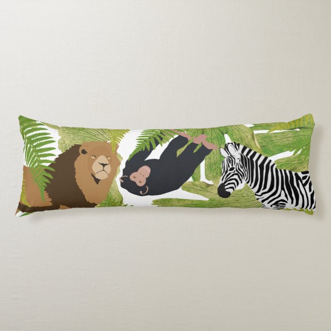 Cute Jungle Animals Safari Boy | Girl Body Pillow (Front)