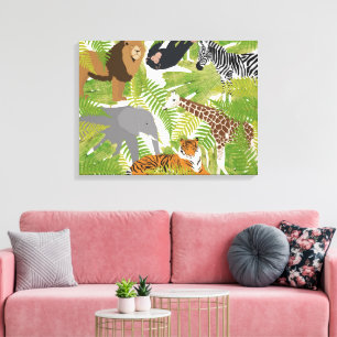 Cute Jungle Animals Safari Boy Girl Canvas Print