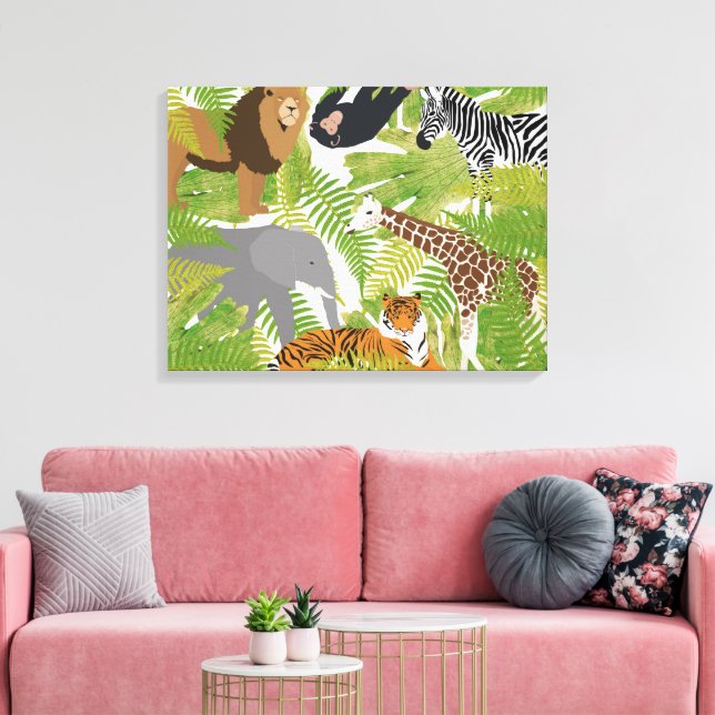 Cute Jungle Animals Safari Boy | Girl  Canvas Print (Insitu(LivingRoom))