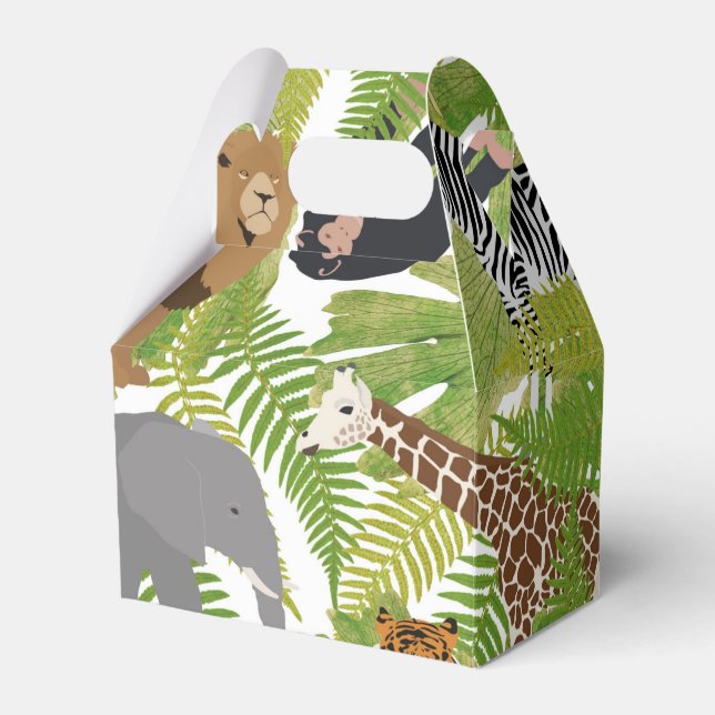 Cute Jungle Animals Safari Boy | Girl Favor Box (Front Side)