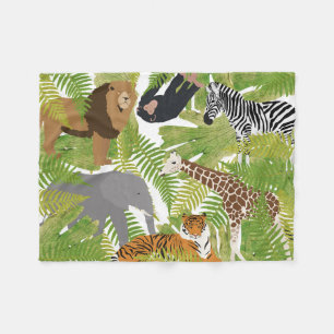 Cute Jungle Animals Safari Boy   Girl Fleece Blanket