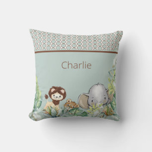 Cute Jungle Animals Tropical Custom II Throw Pillow