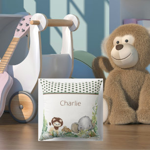 Cute Jungle Animals Tropical Custom Throw Pillow