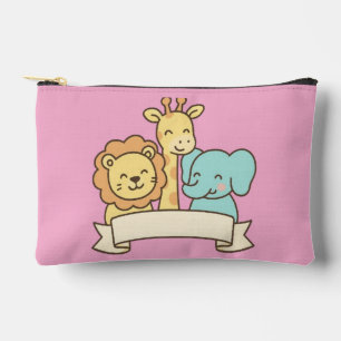 Cute Jungle Animals with Banner – Safari Nursery Accessory Pouch