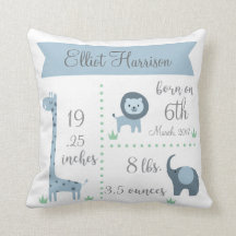 Cute Jungle Animaux Baby Boy Coussin Faire-part
