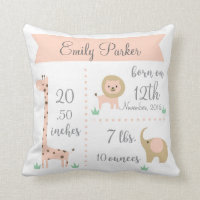 Cute Jungle Animaux Baby Girl Coussin Faire-part