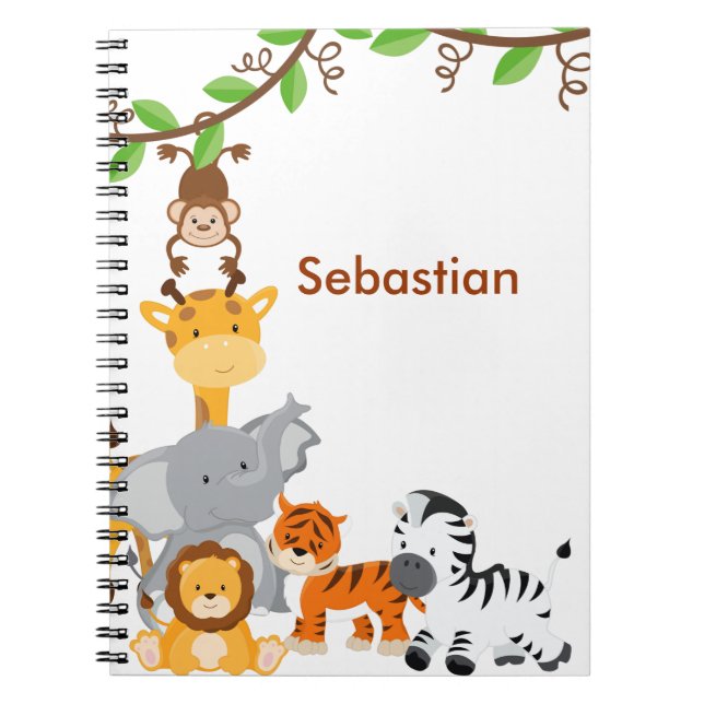 Cute Jungle Baby Animal Notebook (Front)
