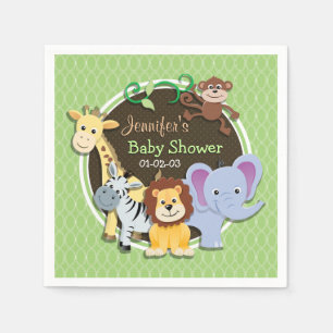 Cute Jungle Baby Shower; Bright Green Ovals Napkin