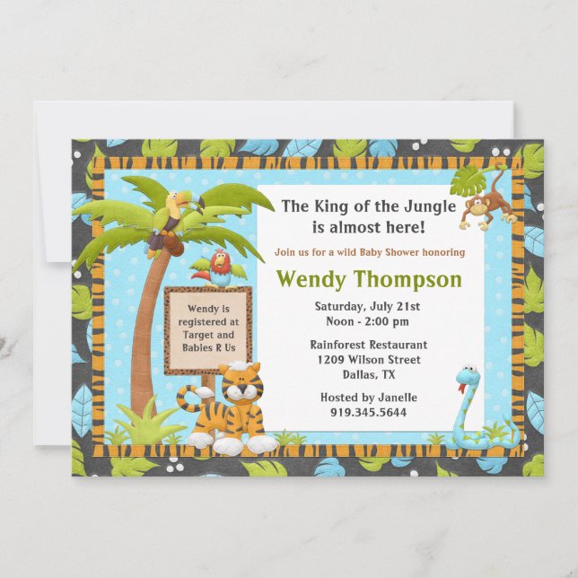 Cute Jungle Baby Shower Invitation (Front)