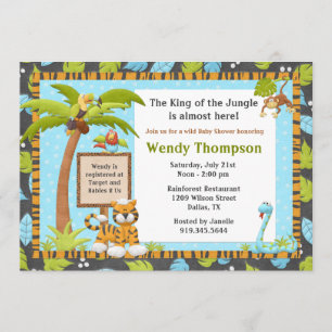 Cute Jungle Baby Shower Invitation