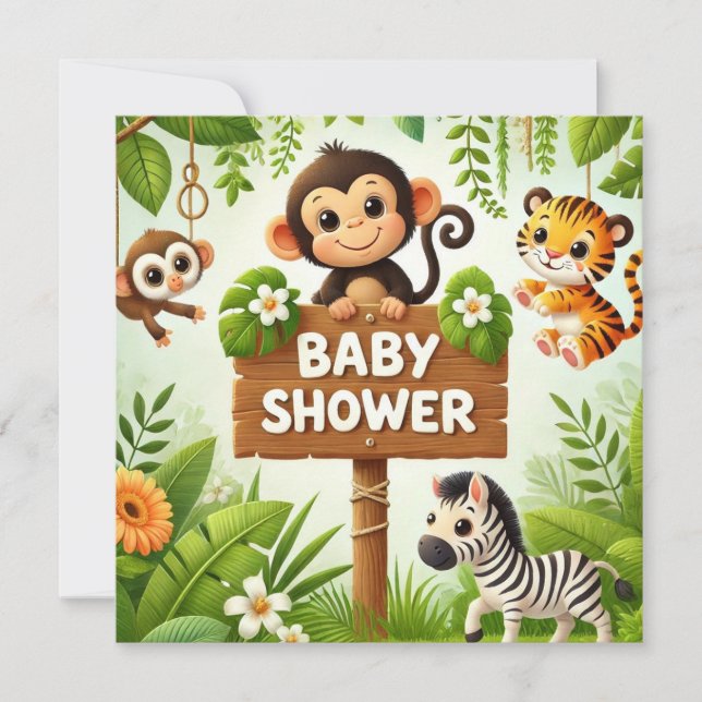 Cute Jungle Baby Shower Invitation (Front)