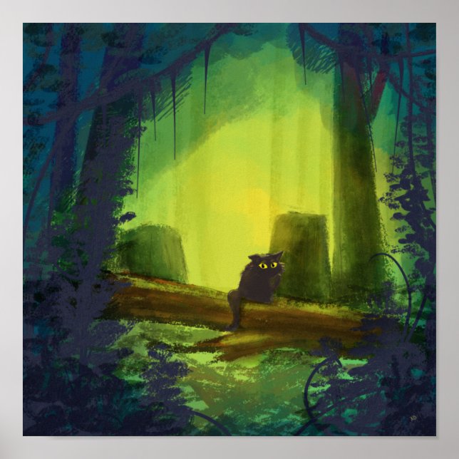 Cute Jungle Cat Illustration Poster (Front)