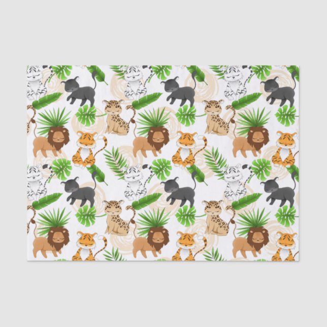 Cute Jungle cats Variety of wild animals tissue Tissue Paper (Front)