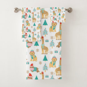 Cute Jungle Christmas Pattern Bath Towel Set