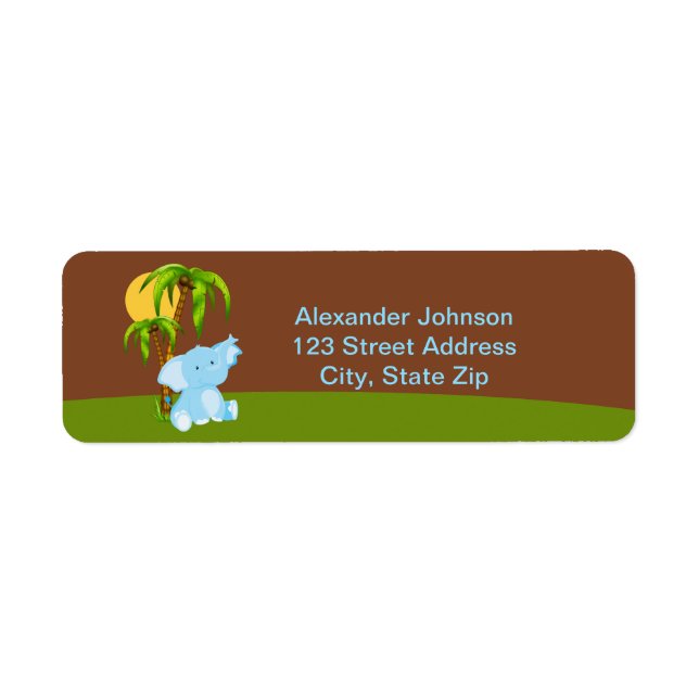 Cute Jungle Elephant Boy Return Address Labe (Front)