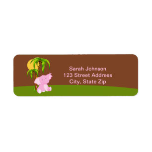Cute Jungle Elephant Girl Adresse de retour Labe