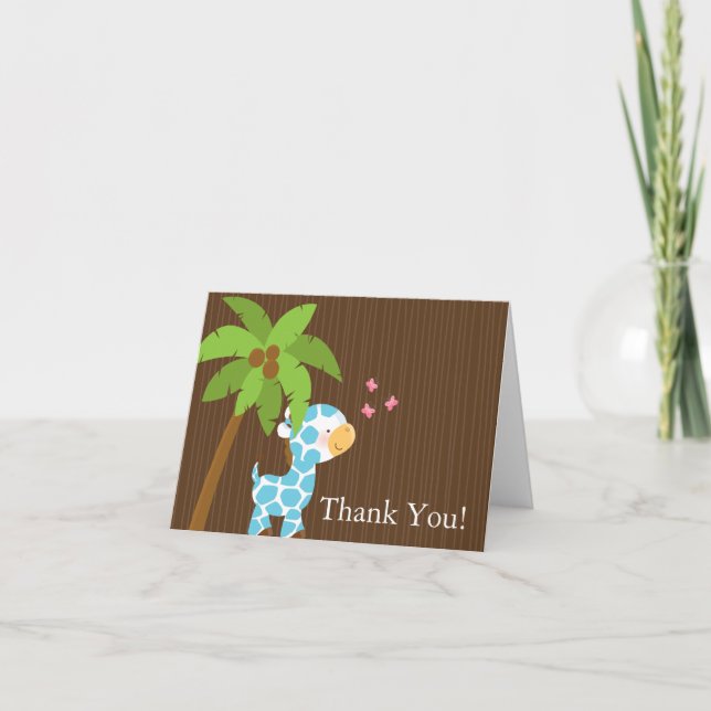 Cute Jungle Giraffe Boy Baby Shower Thank You (Front)