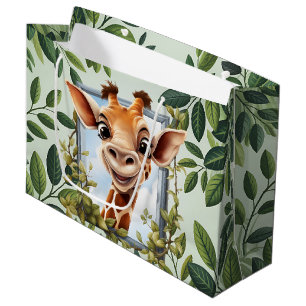 Cute Jungle Giraffe kids unisex Large Gift Bag