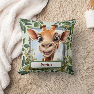 Cute Jungle Giraffe kids unisex  Throw Pillow