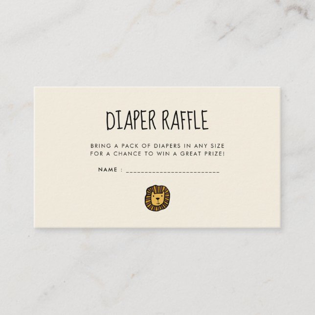 Cute jungle lion baby shower Diaper Raffle ticket Enclosure Card (Front)
