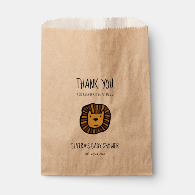 Cute jungle lion Baby shower Favour Bag (Front)