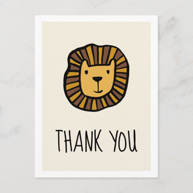 Cute jungle lion Baby shower Thank you Postcard (Front)