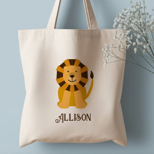 Cute Jungle Lion Personalized Tote Bag for Child