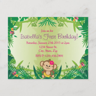 Cute Jungle Monkey Celebration Invitation