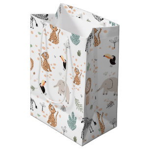 Cute Jungle Rainforest Animals Pattern Medium Gift Bag