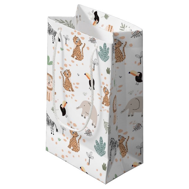 Cute Jungle Rainforest Animals Pattern Small Gift Bag (Front Angled)