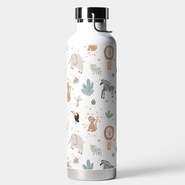 Cute Jungle Rainforest Animals Pattern Water Bottle (Left)