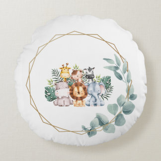 Cute jungle round pillow