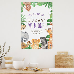 Cute Jungle Safari 1er anniversaire Affiche de bie