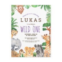 Cute Jungle Safari 1er Invitation anniversaire