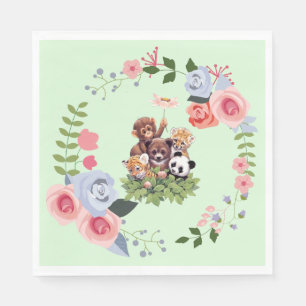 Cute Jungle Safari Animals Baby Shower Napkin