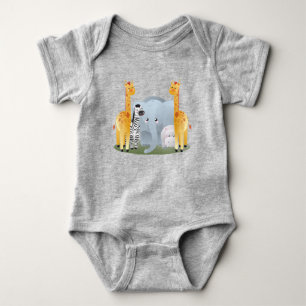 Cute Jungle Safari Animals Infant Baby Bodysuit